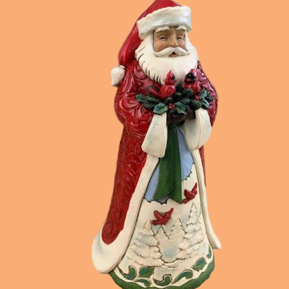 2021 Jim Shore "Holiday Spirit" Santa with 2 Cardinals by Enesco NWT